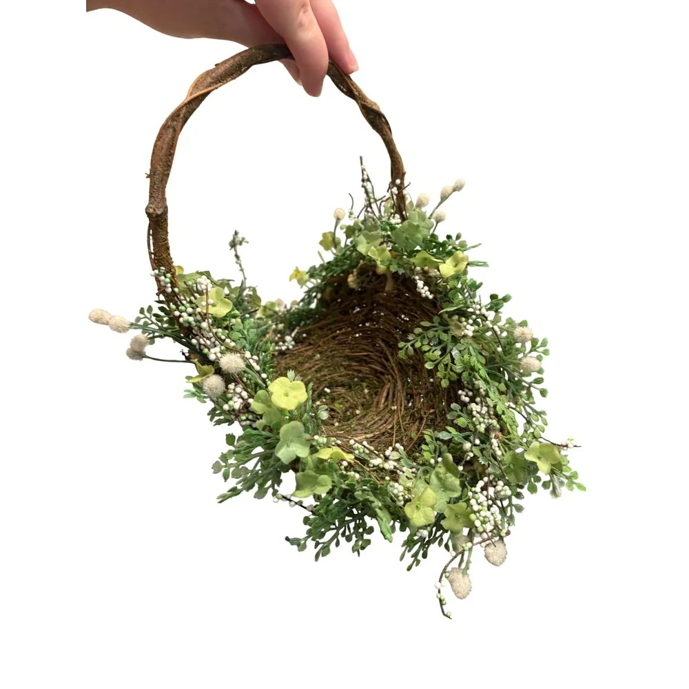 Rustic Whimsy Basket with Faux Greenery Decor